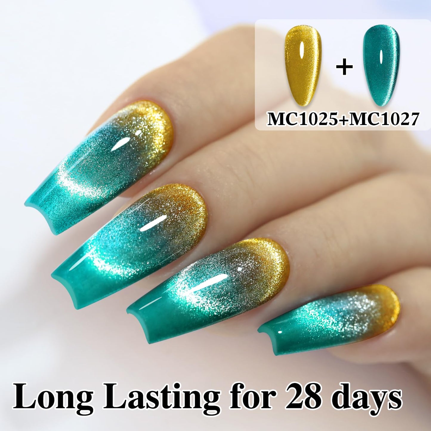 Double Rhythm 0.5 OZ Cat Eye Gel Polish with Magnet 15ML Holographic Glitter Shimmer Translucent Jelly Color Magnetic Gel Polish Salon DIY at Home Beauty and Personal Care Double Rhythm