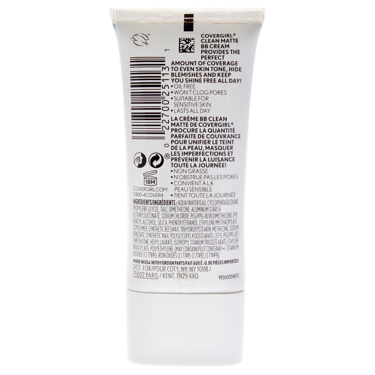 COVERGIRL - Clean Matte BB Cream, Oil-Free, Long-Lasting, Sensitive Skin, Lightweight, 100% Cruelty-Free Beauty & Personal Care COVERGIRL