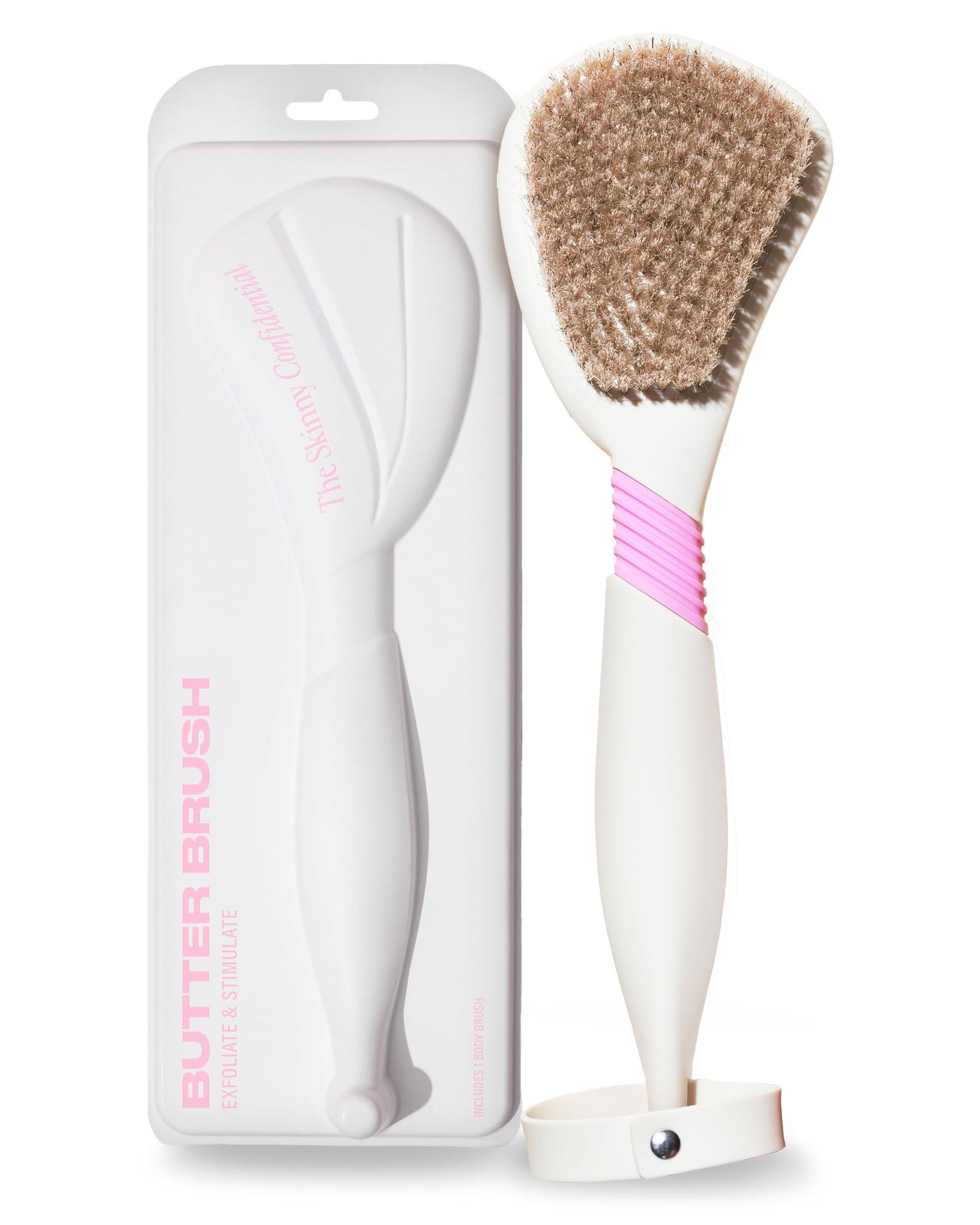 The Skinny Confidential Dry Brushing Body Brush - Natural Boar Bristle Body Exfoliator with Silicone Handle for Cellulite & Dead Skin Removal Beauty and Personal Care The Skinny Confidential