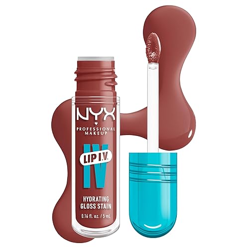 NYX PROFESSIONAL MAKEUP Lip IV Hydrating Glossy Lip Stain, Long-Lasting, Tinted, Vegan Formula with 12 HR Hydration - Hydra Honey (Brown) Beauty & Personal Care NYX PROFESSIONAL MAKEUP