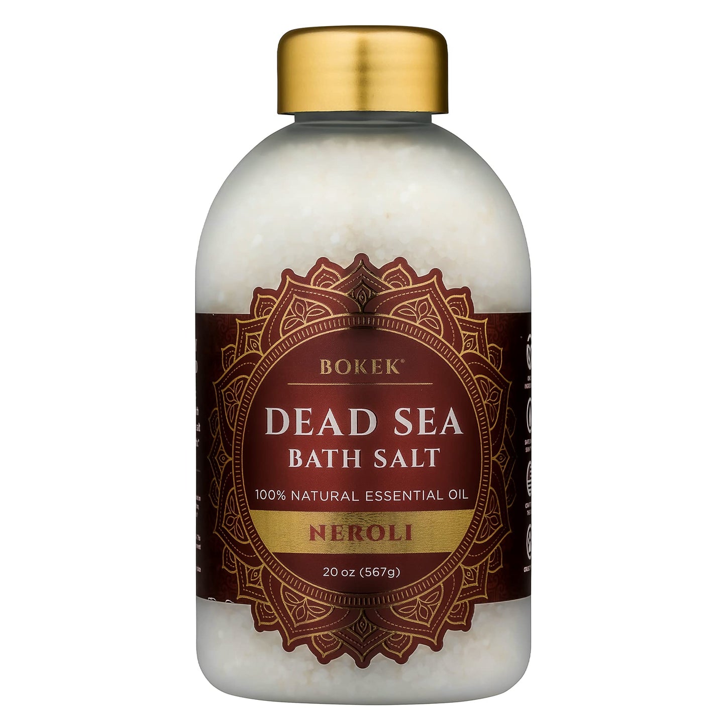 Bokek Bokek Organic Neroli Bath Salt, Dead Sea Salt Scented With Certified Organic Essential Oil, 20 Ounce Jar, White, Neroli, 20 ounces Beauty & Personal Care Bokek