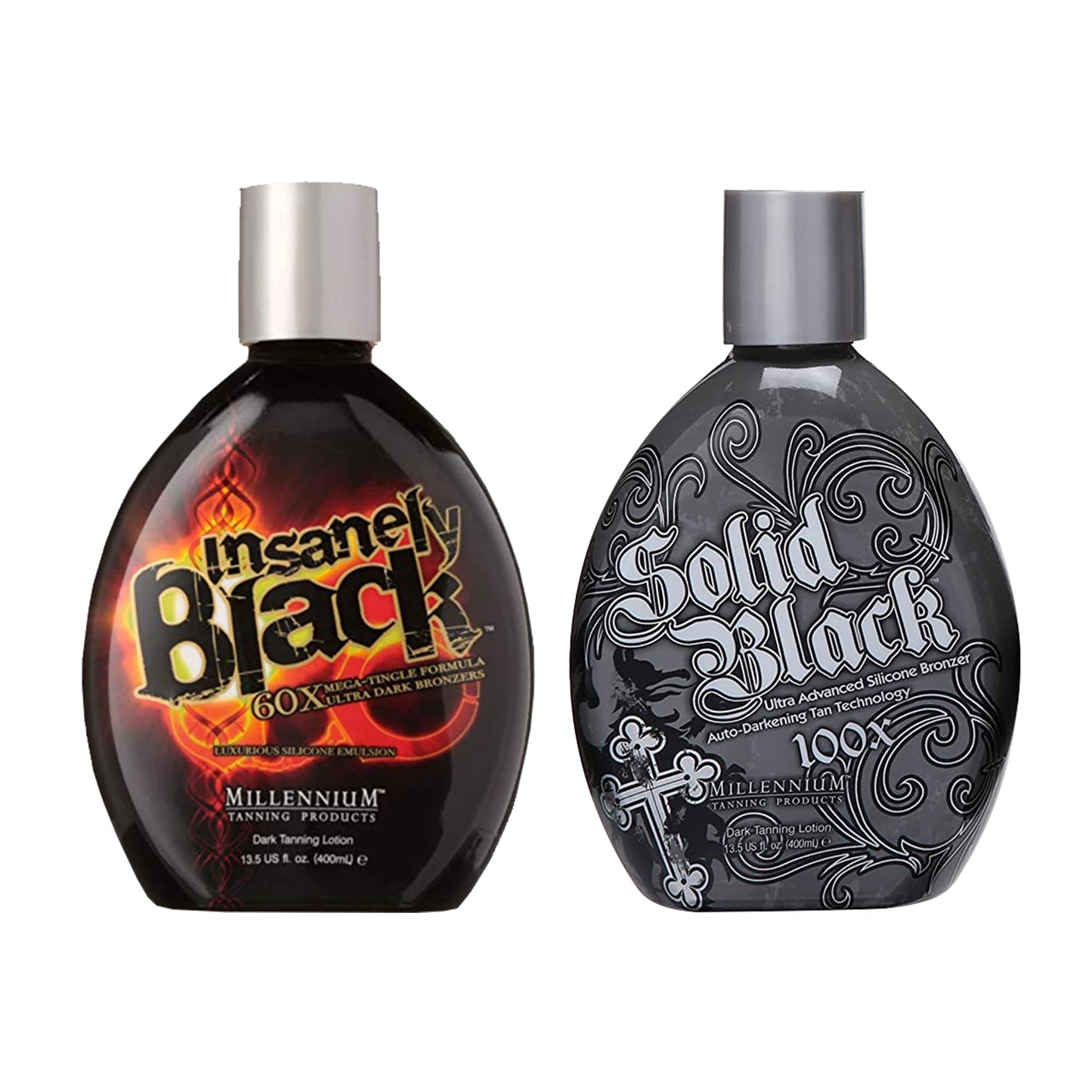 Millennium Tanning Products, Solid Black 100x (13.5 oz) and Insanely Black 60x (13.5 oz) Beauty & Personal Care Millennium Tanning
