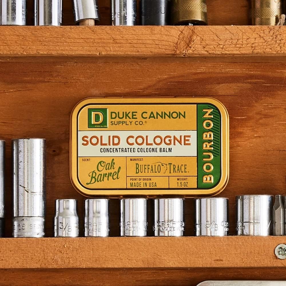 Duke Cannon Supply Co. Solid Cologne for Men Bourbon (Woodsy, Charred Oak Barrel Scent) - Concentrated Balm, Travel-Friendly Convenient Tin, 1.5 oz Beauty & Personal Care Duke Cannon Supply Co.