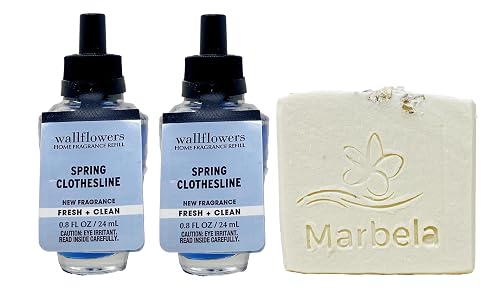 Bath & Body Works Spring Clothesline Fragrance Refill 2 Pack With a Natual Oats Sample Soap. Beauty & Personal Care Bath & Body Works