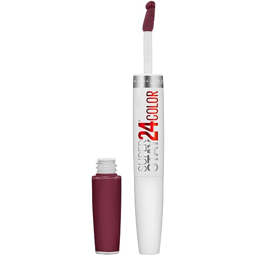 Maybelline Super Stay 24, 2-Step Liquid Lipstick Makeup, Long Lasting Highly Pigmented Color with Moisturizing Balm, Merlot Armour, Red, 1 Count Beauty & Personal Care MAYBELLINE