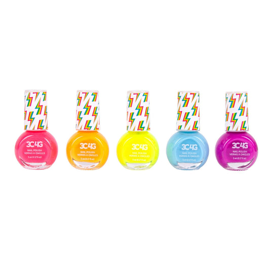 3C4G Neon Nail Polish Set - Quick Dry Nail Polish for Girls - Includes 5 Neon Colors - Non-Toxic Nail Polish Kit for Kids Ages 8+ by Make It Real Beauty & Personal Care 3C4G THREE CHEERS FOR GIRLS
