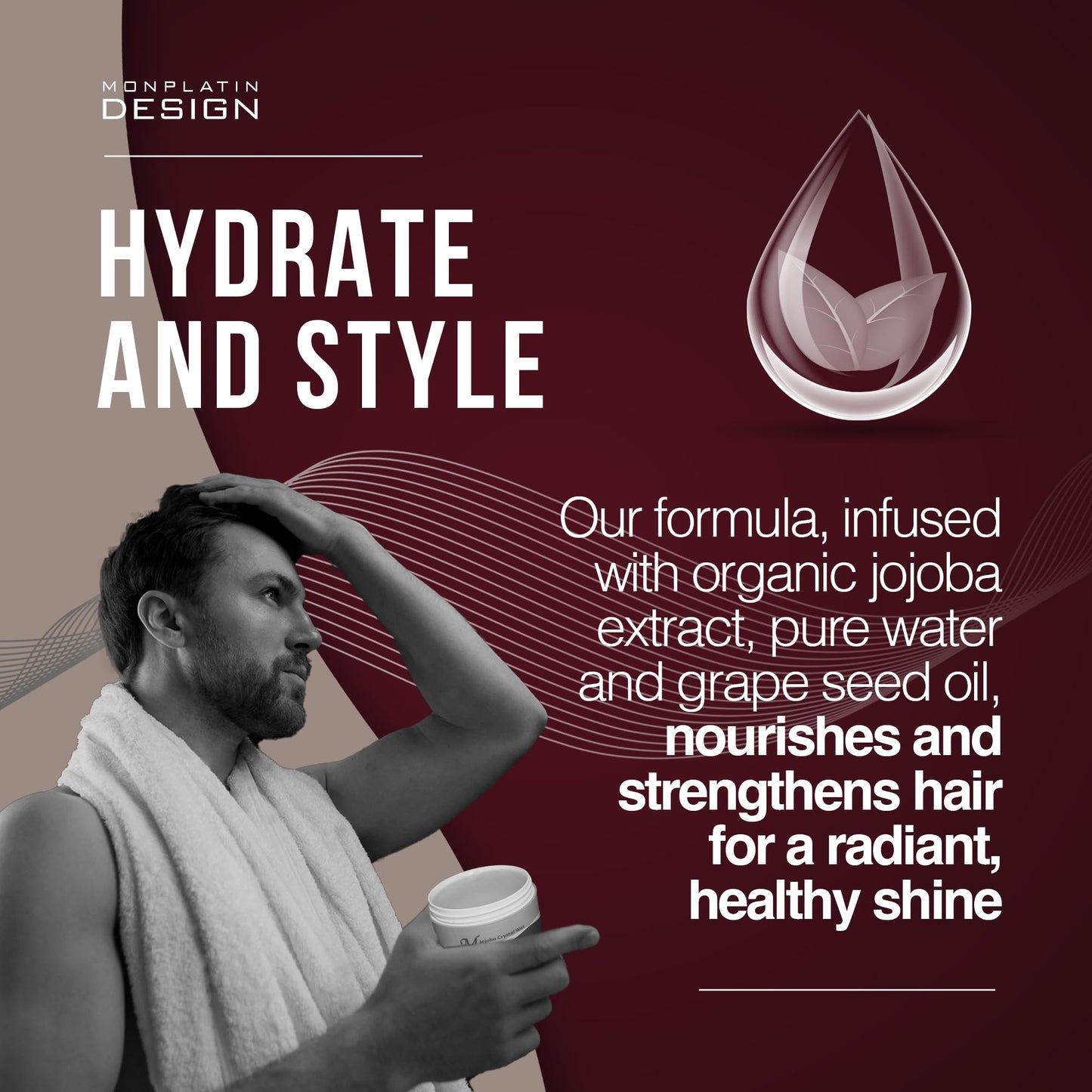 Mon Platin Professional Hair Styling Wax - Jojoba Crystal High Sheen, Strong Hold for Men & Women, Daily Use Hair Creme with Grapefruit Scent - 250 ml Beauty & Personal Care Mon Platin Professional