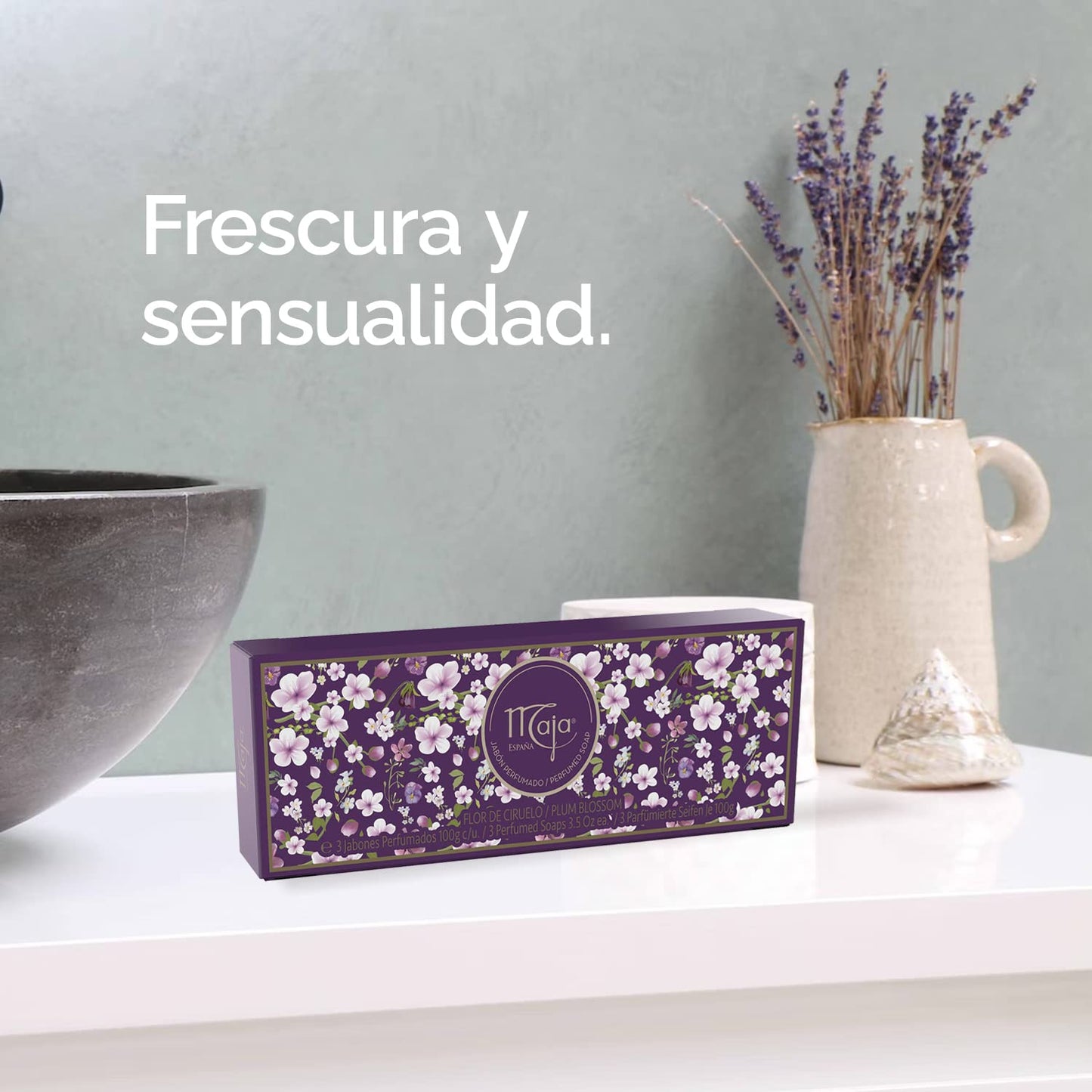 Maja Soap Set Plum Blossom - Perfumed Luxury Soap in High-Quality Packaging - Female, Sweet Fragrance - Gift Idea - Pack of 1 (3 x 100 g) Beauty & Personal Care Myrurgia