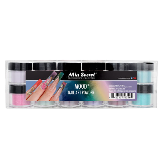 Mia Secret Color Changing Nail Powder MOOD Collection, Set of 12 colors, ¼ oz.
