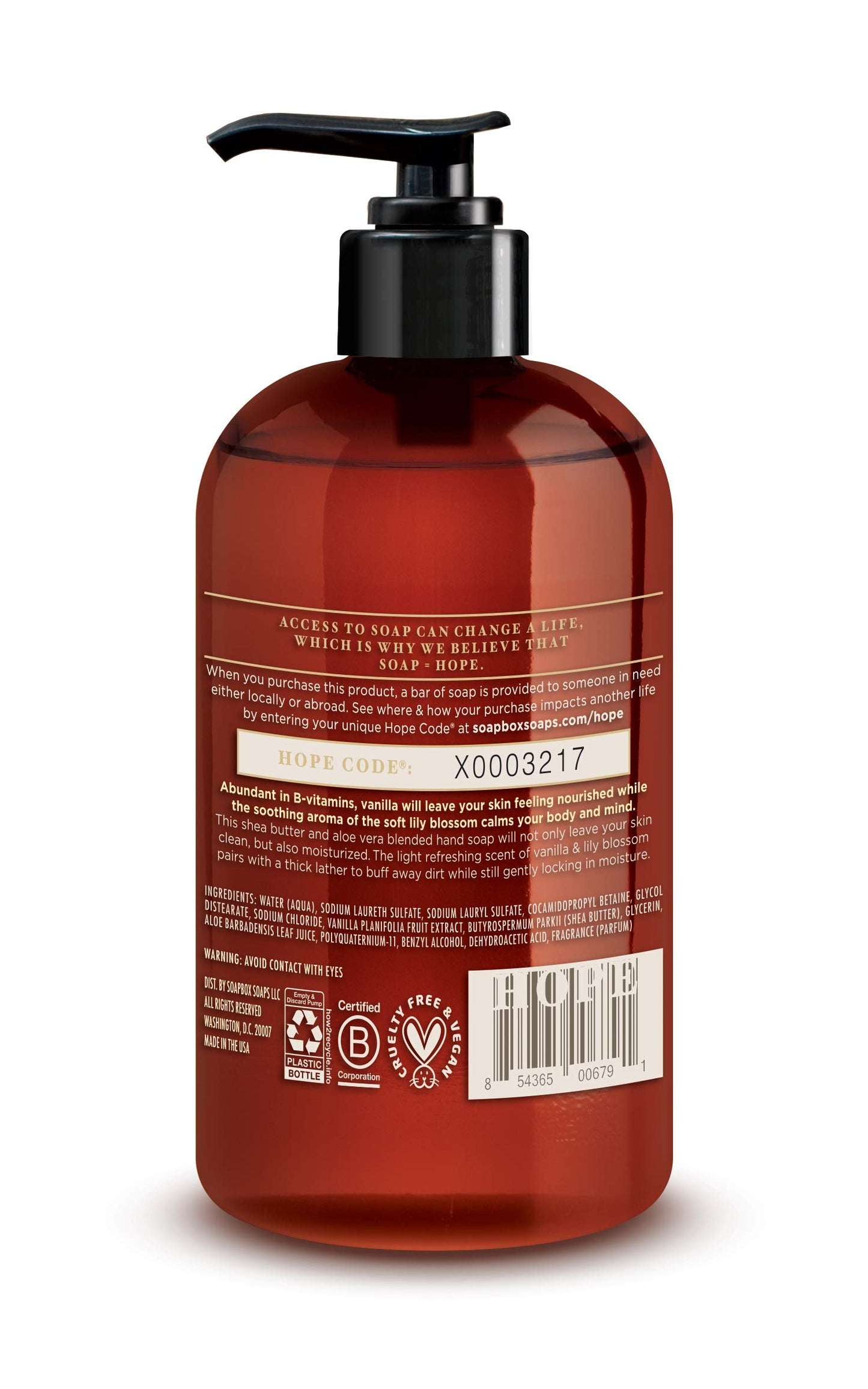 Soapbox Vanilla & Lily Blossom Liquid Hand Soap to Nourish & Add Moisture to Skin, Packed With Shea Butter to Lock-In Moisture - 1 x 340g Beauty & Personal Care Soapbox