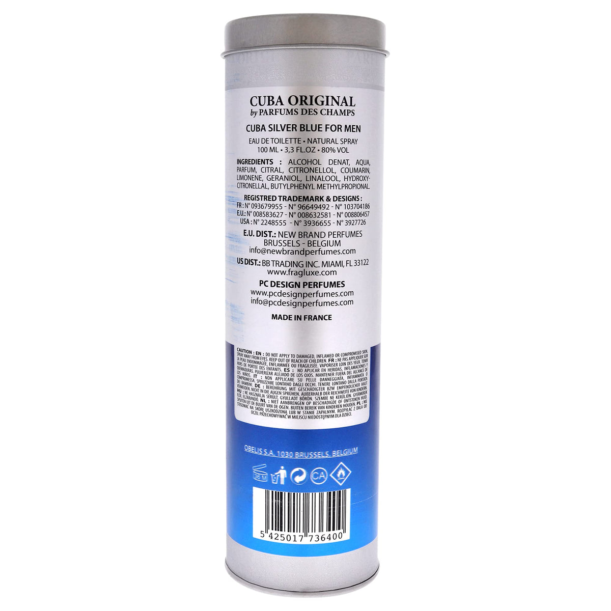 Cuba Silver Blue Eau de Toilette Spray for Men, 3.3 Ounce, brown Beauty & Personal Care Cuba