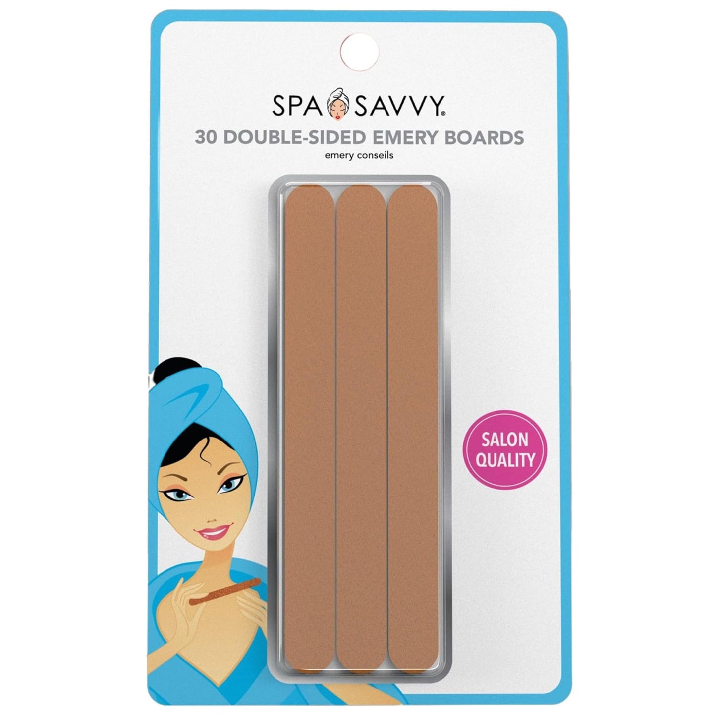 Spa Savvy Nail File Set, 30 Count, Double Sided 4.5 Inch Emery Boards for Regular, Gel, and Acrylic Nails, Pedicure and Manicure Tools Beauty & Personal Care Spa Savvy