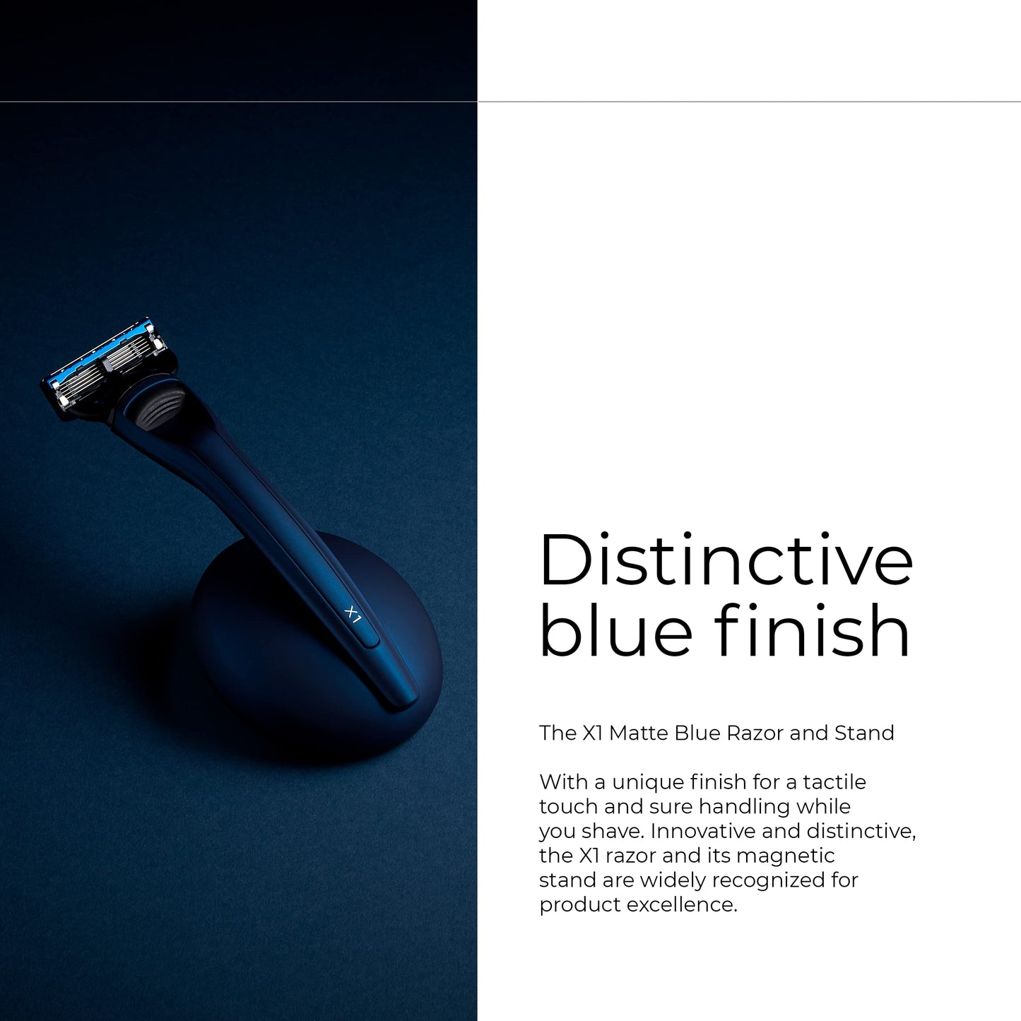 Bolin Webb X1 Razor & Stand - Award-Winning Razors for Men with Gillette Fusion 5 Blades, Designer Matte Blue Shaving Razor for Smooth Close Shave Beauty and Personal Care Bolin Webb