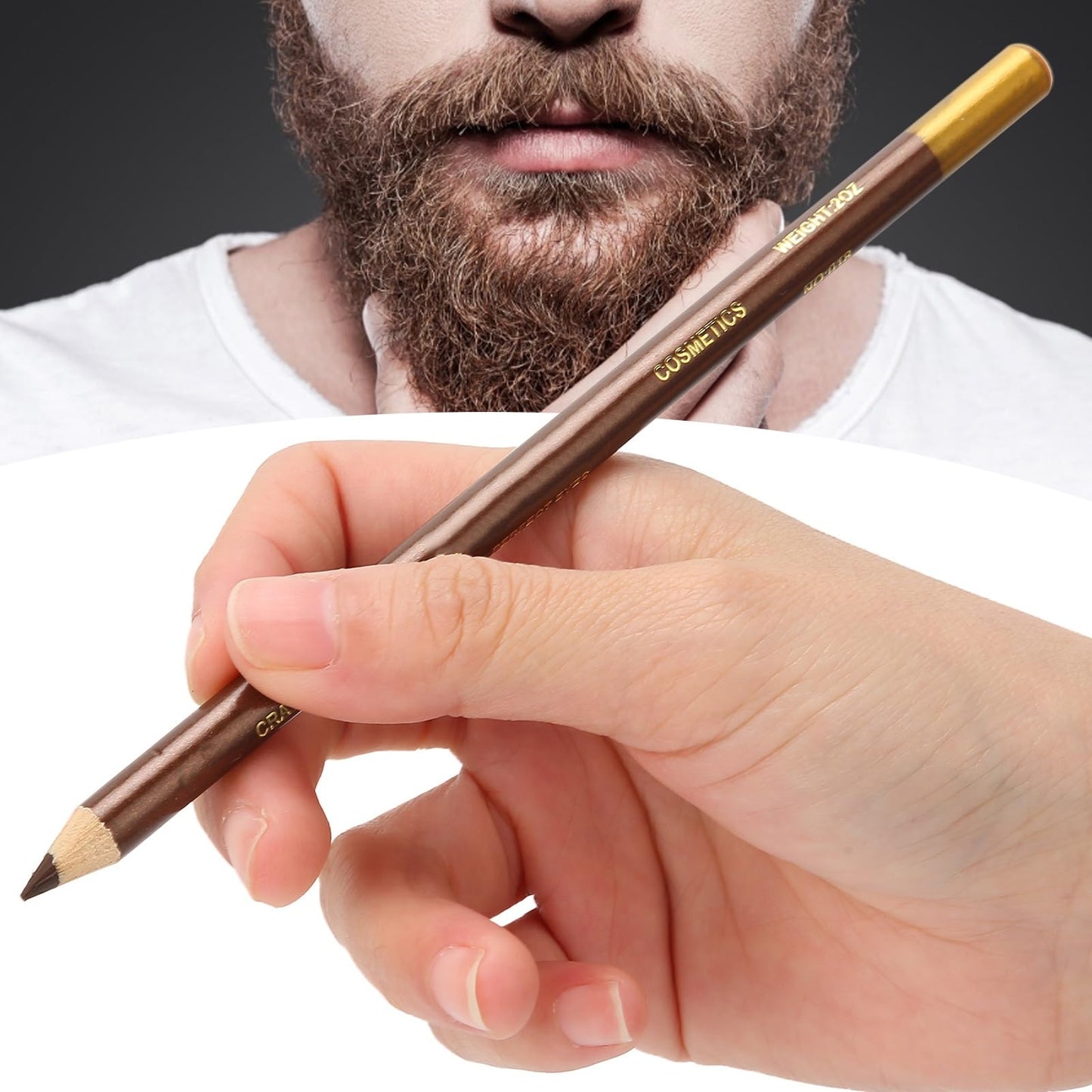 ANGGREK Beard Lineup Pen, White Hairline Pen Professional Beard Pencil Filler Household Beard Pencil Liner Shaping Styling Tool(Light Brown) Beauty and Personal Care ANGGREK