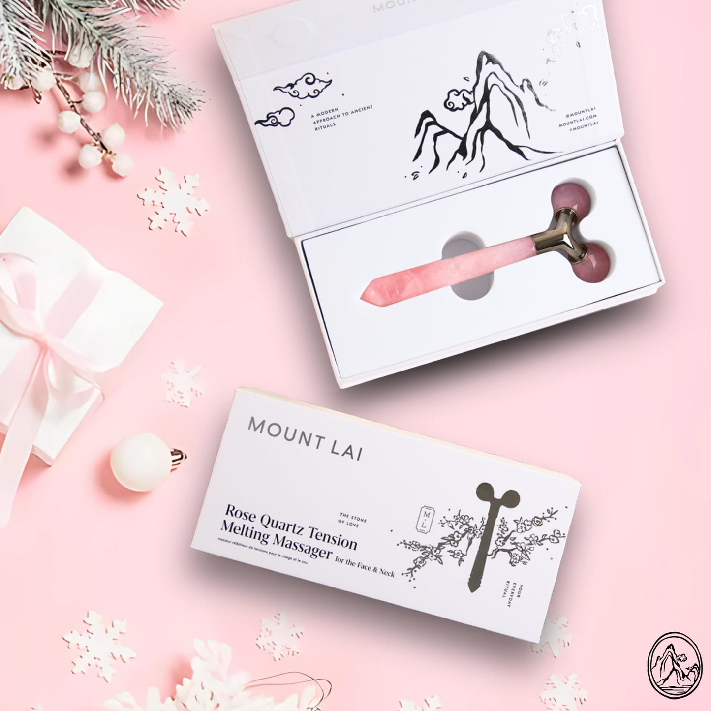 Mount Lai Rose Quartz Tension Melting Facial Massager for Face & Neck - Face Roller to Relieve Tension, Soothe Stress, Improve Circulation & Enhance Beauty & Personal Care Mount Lai