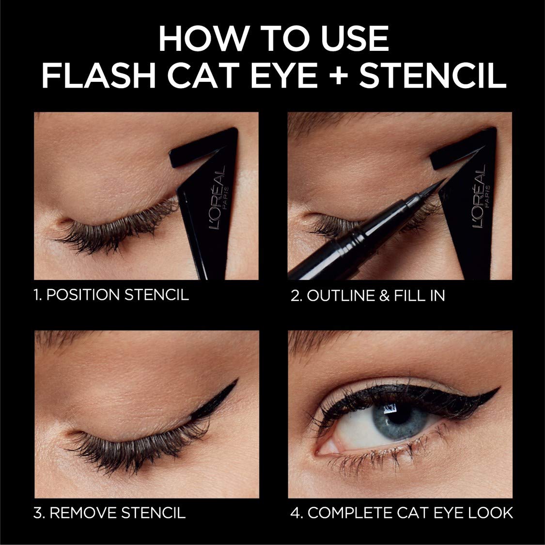 L'Oreal Paris Makeup Infallible Flash Cat Eye Waterproof Liquid Eyeliner, Black, 0.44 oz. Beauty & Personal Care L'Oreal Paris
