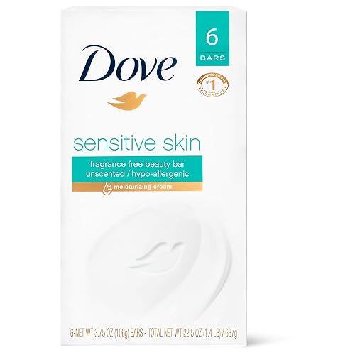 Dove Beauty Bar Gently Cleanses and Nourishes Sensitive Skin Effectively Washes Away Bacteria While Nourishing Your Skin, White, 3.75 Oz, 6 Count Beauty & Personal Care Dove
