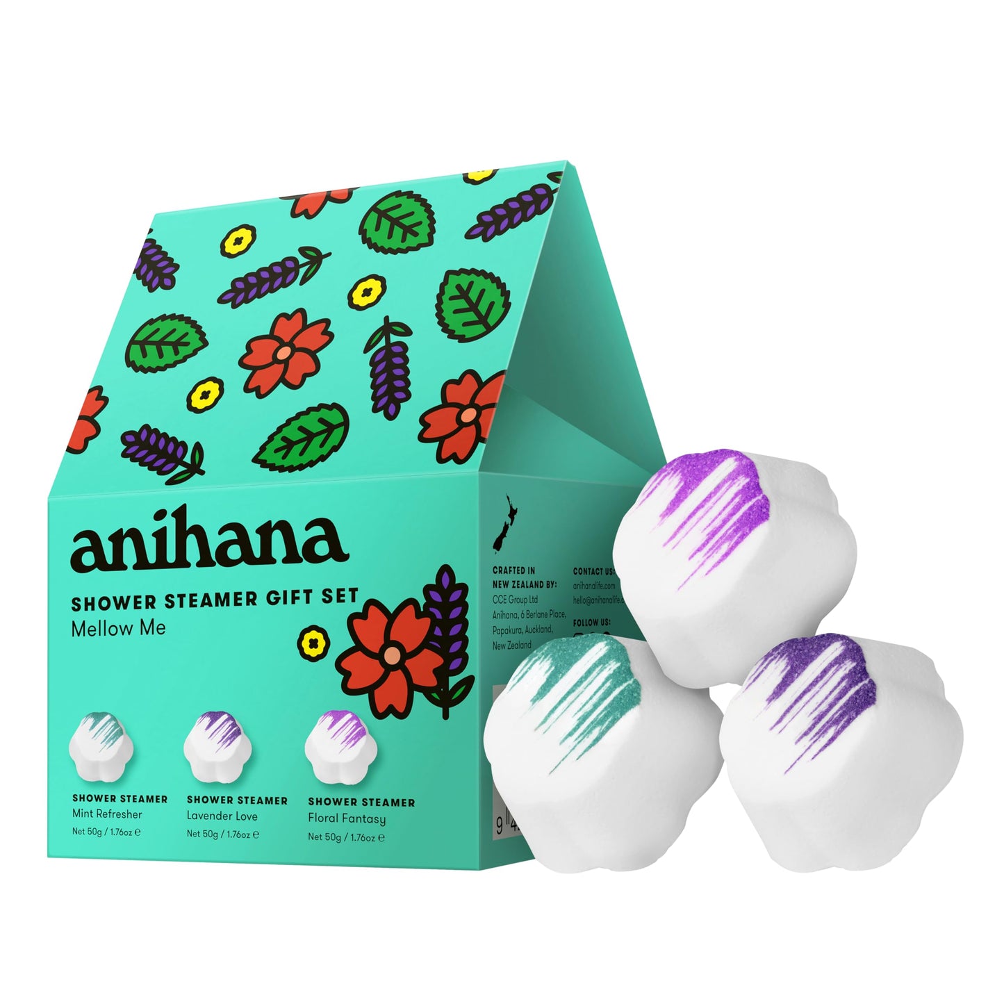 ANIHANA Shower Steamers Mellow Me 3 Pack Gift Set with Essential Oils, Paraben Free, Mint Refresher, Lavender Love, Floral Fantasy, 1.76 oz Each Beauty and Personal Care ANIHANA