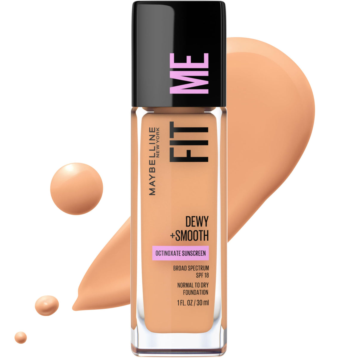 Maybelline Fit Me Dewy + Smooth Liquid Foundation Makeup, Sun Beige, 1 Count (Packaging May Vary) Beauty & Personal Care MAYBELLINE