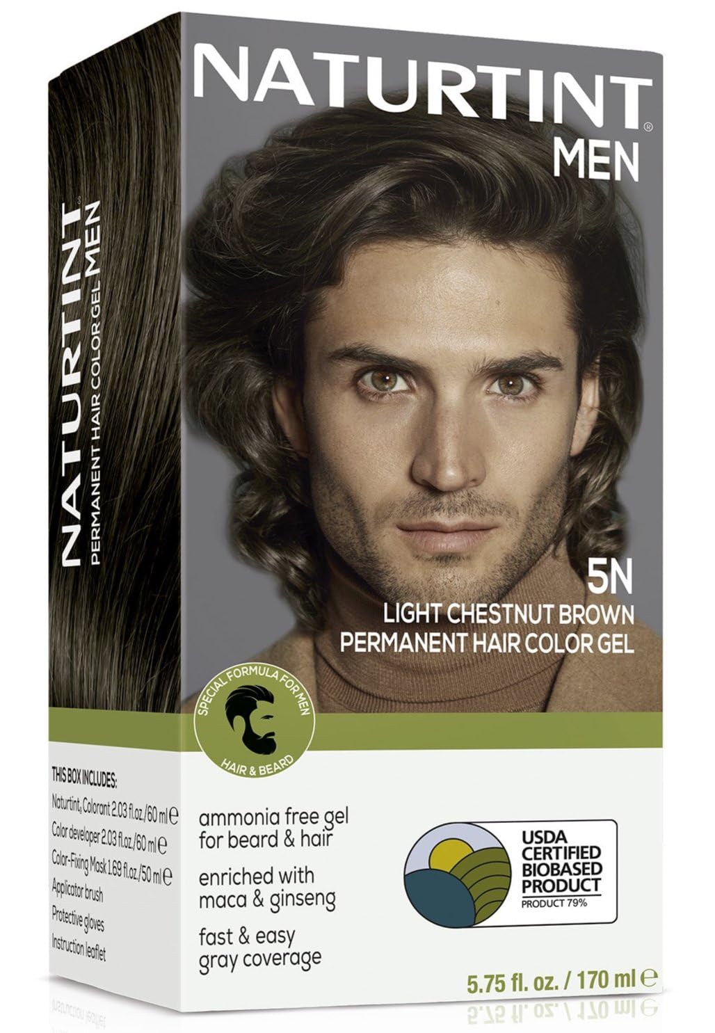 Naturtint Mens Permanent Hair Color for Hair Beard and Mustache (5N Light Chestnut Brown) Beauty & Personal Care Naturtint