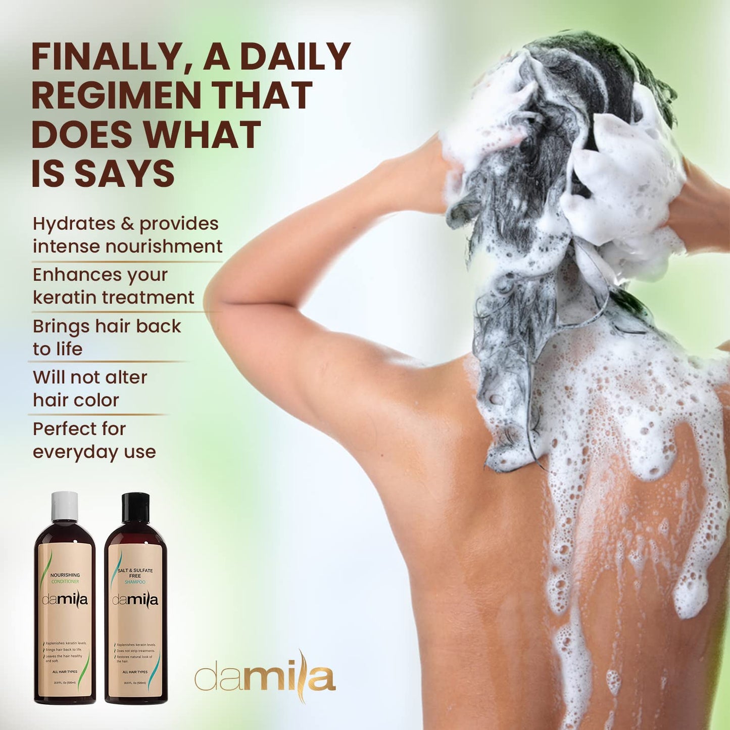 Damila Salt & Sulfate Free Shampoo & Conditioner for Keratin and Color Treated Hair - Professional Keratin Value Pack for Damaged, Frizzy, Curly, Dry Beauty & Personal Care damila
