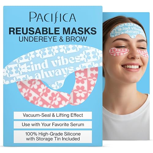 Pacifica Reusable Mask Set - Silicone Undereye & Brow Mask Set for Forehead & Under Eye, Anti-Wrinkle, Firming, Pair with Serum, Vegan & Cruelty-Free Beauty & Personal Care Pacifica