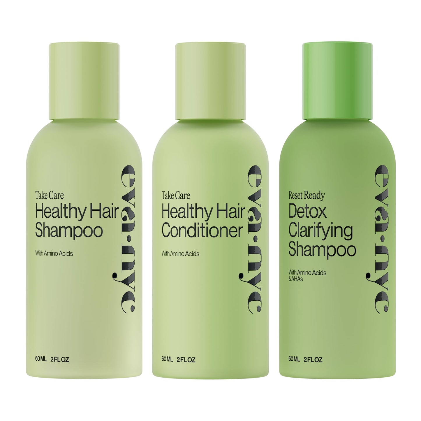 Eva NYC Travel Shampoo and Conditioner Set with Weekly Clarifying Shampoo - Gentle Daily Cleansing - Amino Acids + AHA's - Moisture + Shine - Protects Beauty & Personal Care EVA·NYC