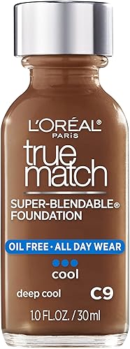 L’Oréal Paris Makeup True Match Super-Blendable Liquid Foundation, Deep Cool C9, 1 Fl Oz, 1 Count Beauty & Personal Care L'Oreal Paris