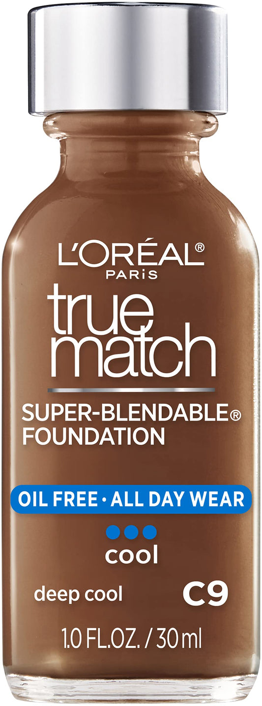 L’Oréal Paris Makeup True Match Super-Blendable Liquid Foundation, Deep Cool C9, 1 Fl Oz, 1 Count Beauty & Personal Care L'Oreal Paris