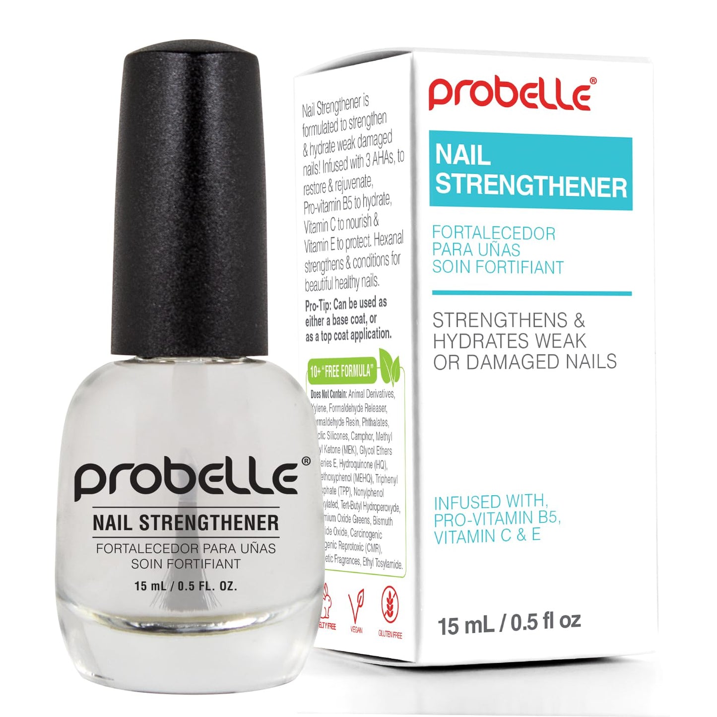 Probelle Nail Strengthener and growth, Natural Nail Strengthening Clear Nail Polish Repair Treatment, Nail Growth & Conditioning, Stops Splits, Chips Beauty & Personal Care Probelle