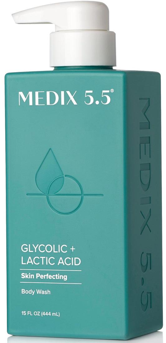 MEDIX 5.5 Glycolic Acid + Lactic Acid Exfoliating Body Wash Gel | KP Bump Eraser | AHA Exfoliant Skin Care Body Cleanser | Keratosis Pilaris & Acne | Beauty & Personal Care Medix 5.5