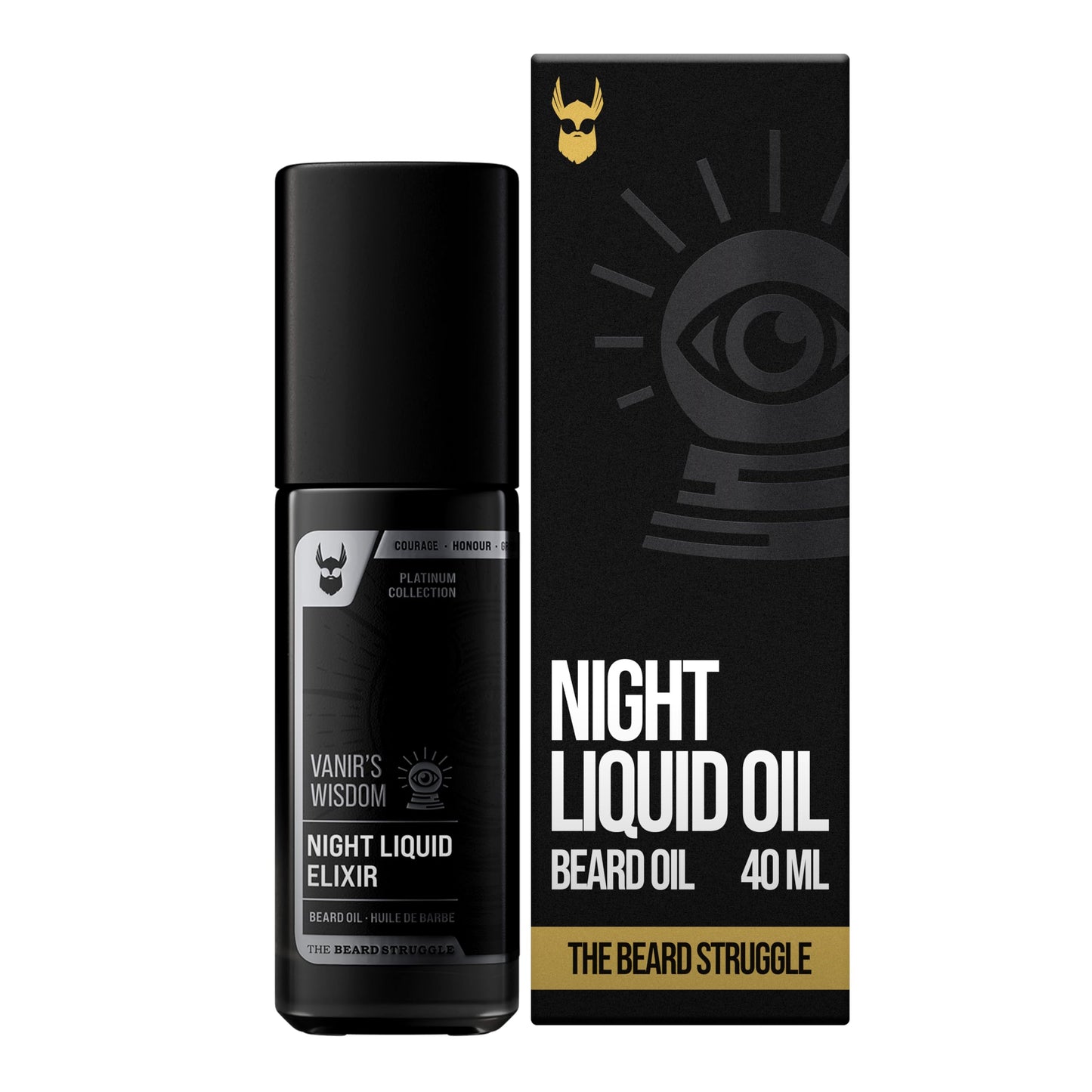 The Beard Struggle Night Liquid Elixir Beard Oil - Platinum Collection - Vanir's Wisdom (1.35 Fl oz) - Beard Oil for Men - Natural Blend for Softens Beauty and Personal Care The Beard Struggle