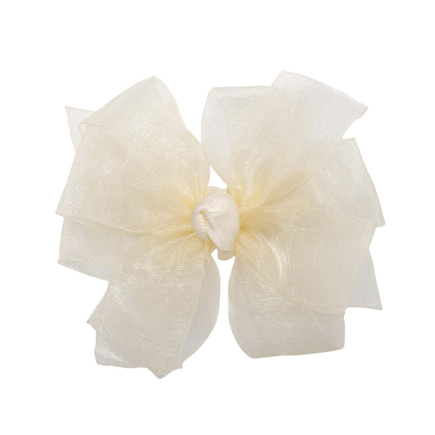 HAIRBOWS Girls' Double Organza Hair Bow with a Knot Wrap Center on a Clip, All Ages and Hair Types, 3 Inch Bow, Ivory Beauty & Personal Care HAIRBOWS.COM