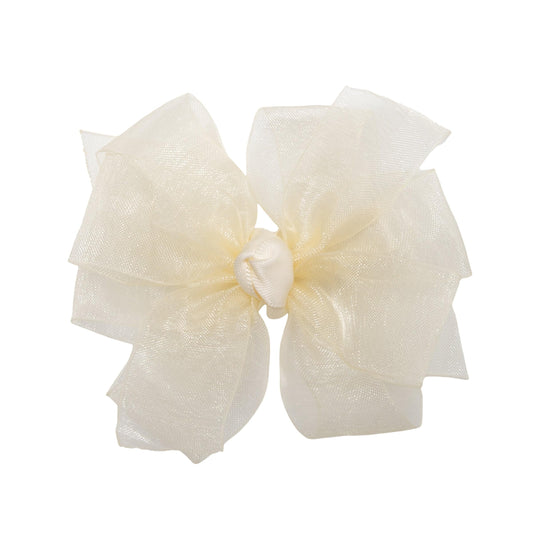 HAIRBOWS Girls' Double Organza Hair Bow with a Knot Wrap Center on a Clip, All Ages and Hair Types, 3 Inch Bow, Ivory Beauty & Personal Care HAIRBOWS.COM