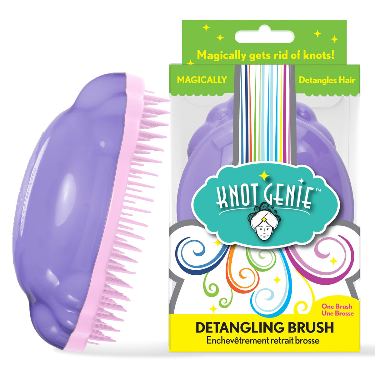 Knot Genie Detangling Hair Brush for Kids (Mystic Mauve) | Perfect Detangling Brush for Curly Hair, Gently Separate Tangles, Leaves Hair Smooth and