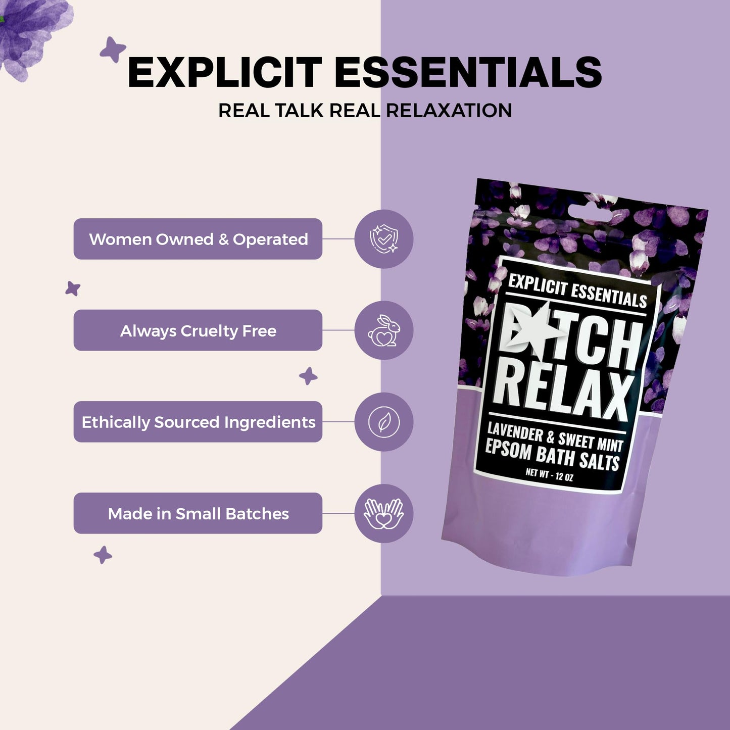 Lavender Bath Salts for Women, Self Care Gift Ideas for Women Beauty and Personal Care Explicit Essentials