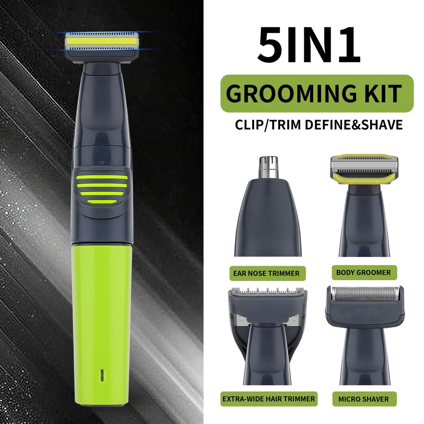 QDKVTNDJZ Beard Trimmer/Hair Clippers for Men, 5 in 1 Grooming Shaving Kit for Face, Mustache, Body, Ear, Nose, Waterproof Cordless Barber Clippers Beauty and Personal Care QDKVTNDJZ