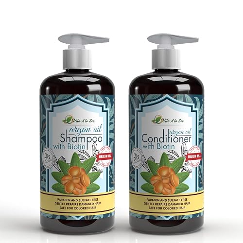 Vita A to Zee Moroccan Argan Oil Biotin Shampoo & Conditioner Set (2 x 16.9 Fl Oz) | Natural Hair Repair, Moisturization & Conditioning Treatment Beauty & Personal Care Vita A to Zee