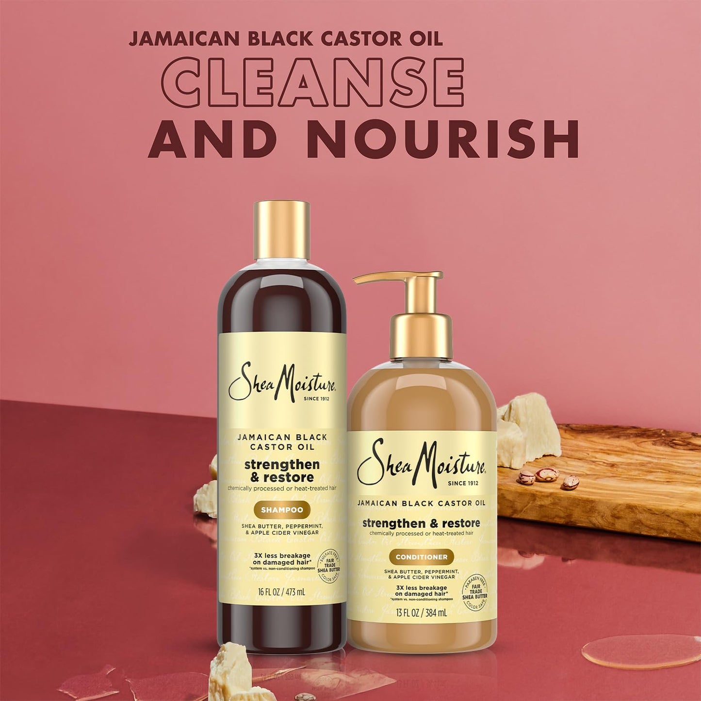 Shea Moisture Jamaican Black Castor Oil Clarifying Shampoo & Conditioner - Strengthen & Restore Sulfate-Free Shampoo & Conditioner Set with Shea Beauty & Personal Care Shea Moisture