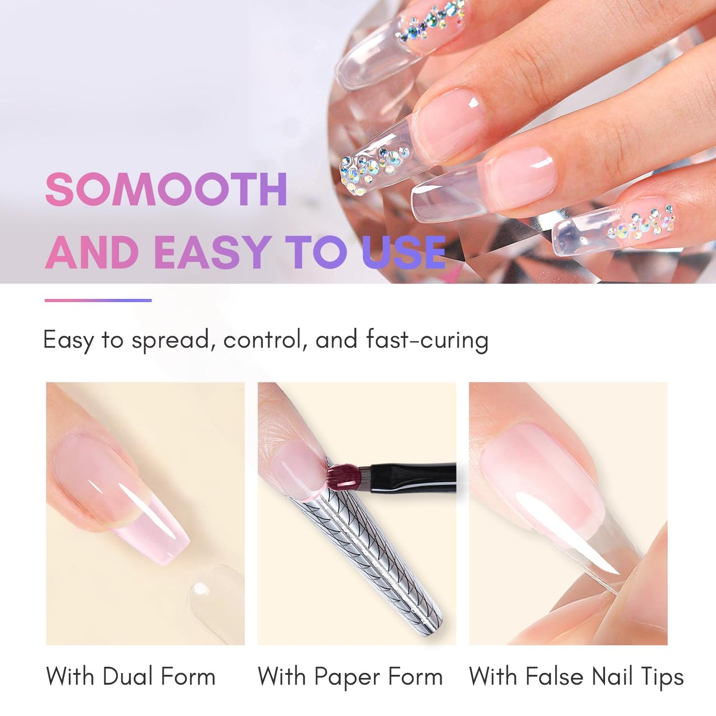Makartt Poly Nail Gel Kit – 6 Colors (Clear, Pink, White) Builder Extension Set, Long-Lasting Hard Gel for Nail Strengthening & French Manicure Beauty & Personal Care Makartt