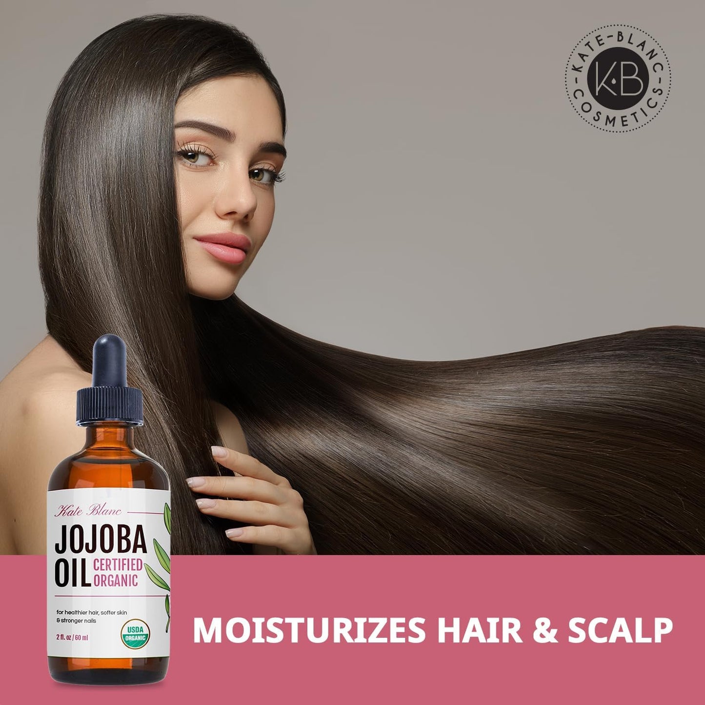 Kate Blanc Cosmetics Organic Jojoba Oil for Hair, Skin, Face, Nails (2oz) - USDA Certified, 100% Pure Cold Pressed Unrefined - Moisturizing Carrier Beauty & Personal Care Kate Blanc Cosmetics