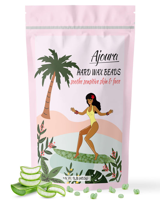 Wax Beads, Ajoura 1lb Hard Wax Beans for Sensitive Skin Hair Removal for Full Body, Bikini, Face, Eyebrow, Back, Chest, Legs, Armpit, Upper Lip, Home Beauty and Personal Care Ajoura