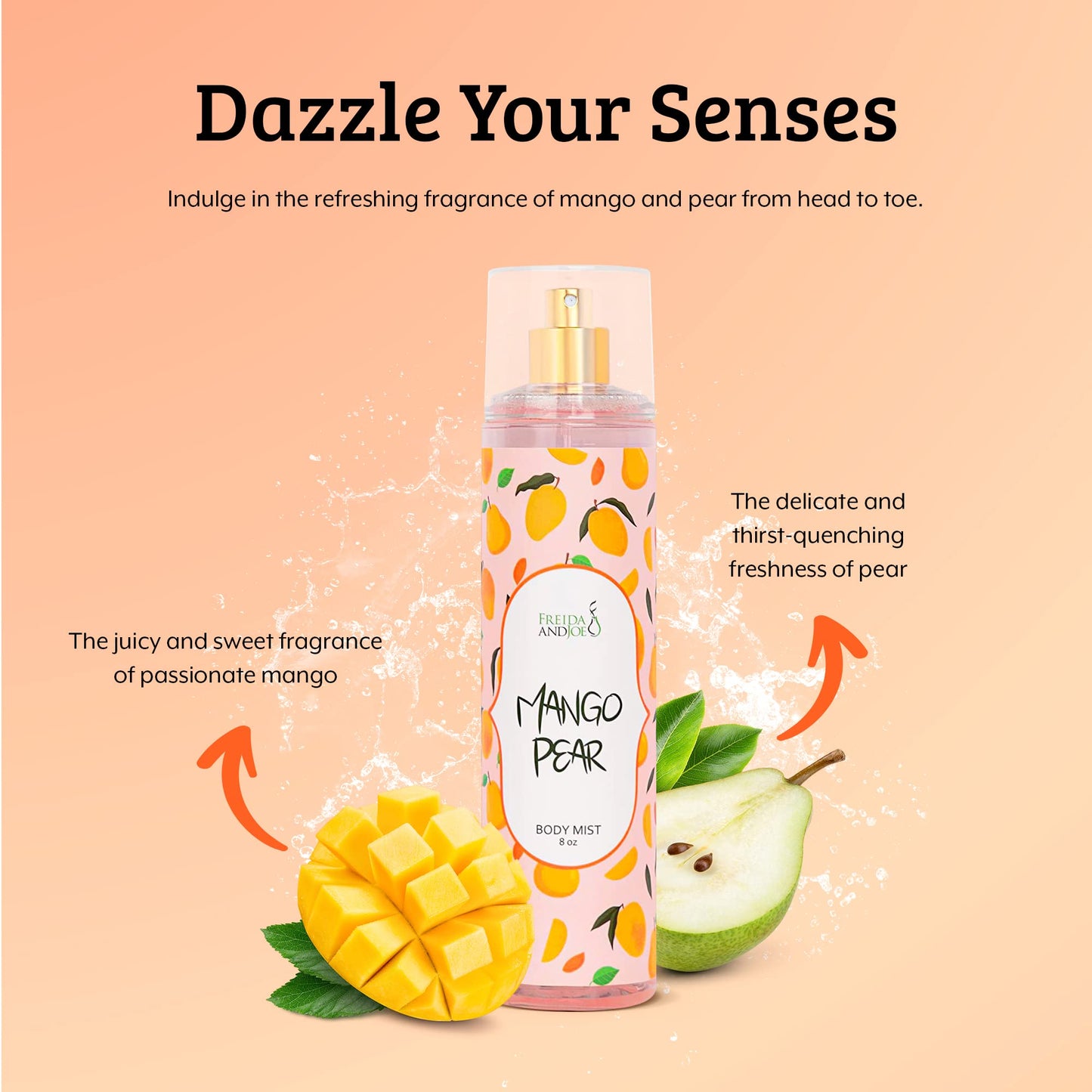 Freida and Joe Exquisite Body Spray Mango Pear Scent: Luxury Women's Perfume Fragrance Body Mist Spray - Ideal for Special Occasions - 8 oz Fine Mist Beauty & Personal Care Freida and Joe