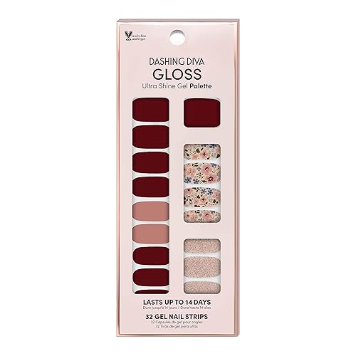 Dashing Diva Gloss Nail Strips - Wild Flower | UV Free, Long Lasting, Floral Nail Stickers with Pink Accent Nails | Contains 32 Nail Wraps, 1 Prep Beauty & Personal Care Dashing Diva