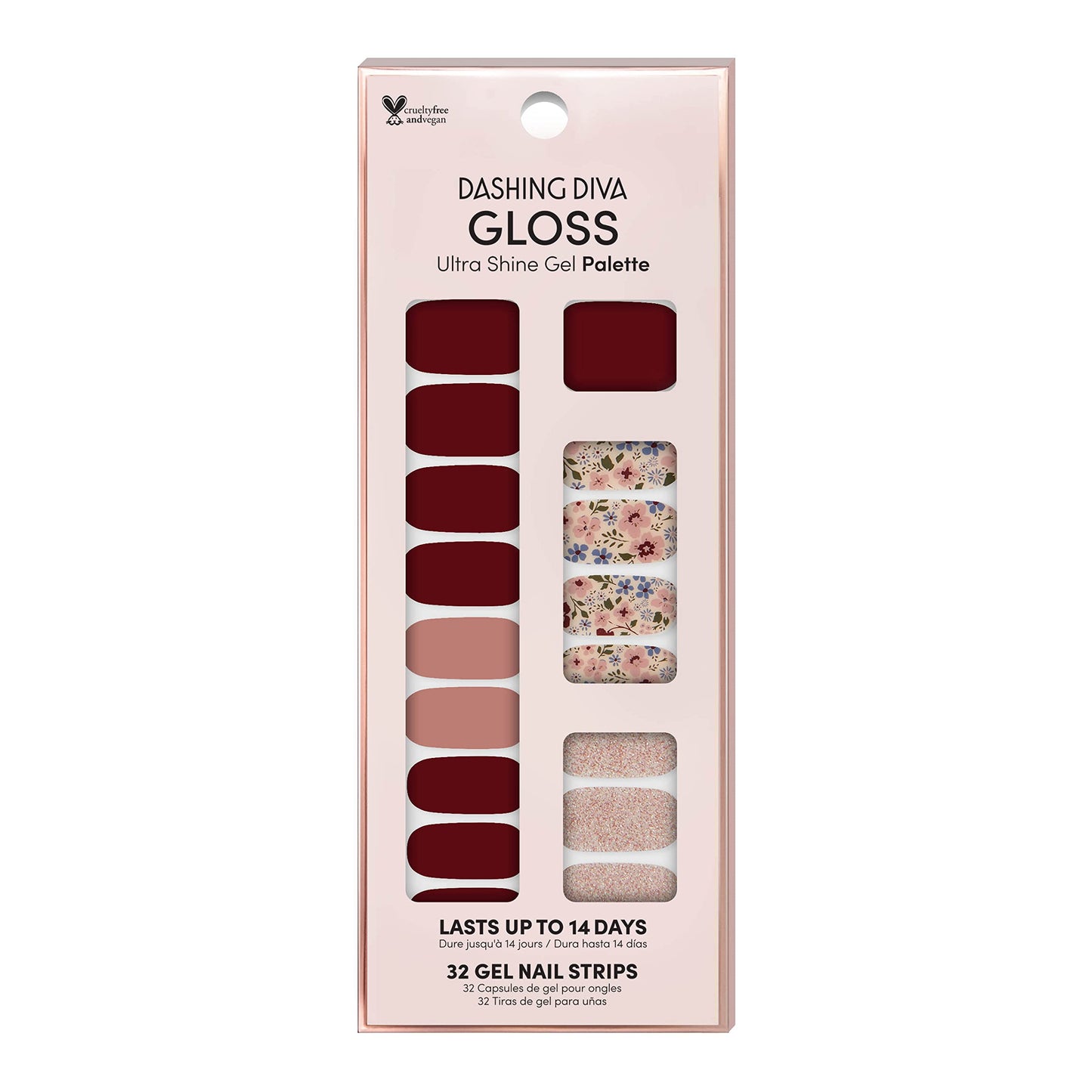 Dashing Diva Gloss Nail Strips - Wild Flower | UV Free, Long Lasting, Floral Nail Stickers with Pink Accent Nails | Contains 32 Nail Wraps, 1 Prep Beauty & Personal Care Dashing Diva