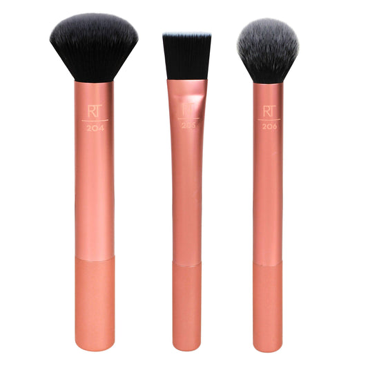 Real Techniques Flawless Base Makeup Brush Kit 2.0, Face Brush Set for Liquid, Cream, & Powder Products, Bronzer & Foundation, Streak Free Makeup