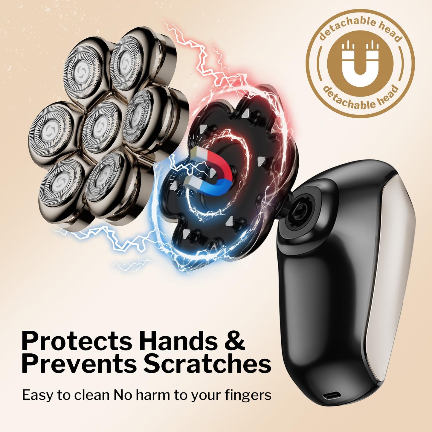 ????%?????? Head Shavers for Bald Men: 5-in-1 Electric Razor with 7D Floating Blades - IPX7 Waterproof Grooming Kit, Detachable Magnetic Head, 90-Min Wet Beauty and Personal Care SHPAVVER ETHUP