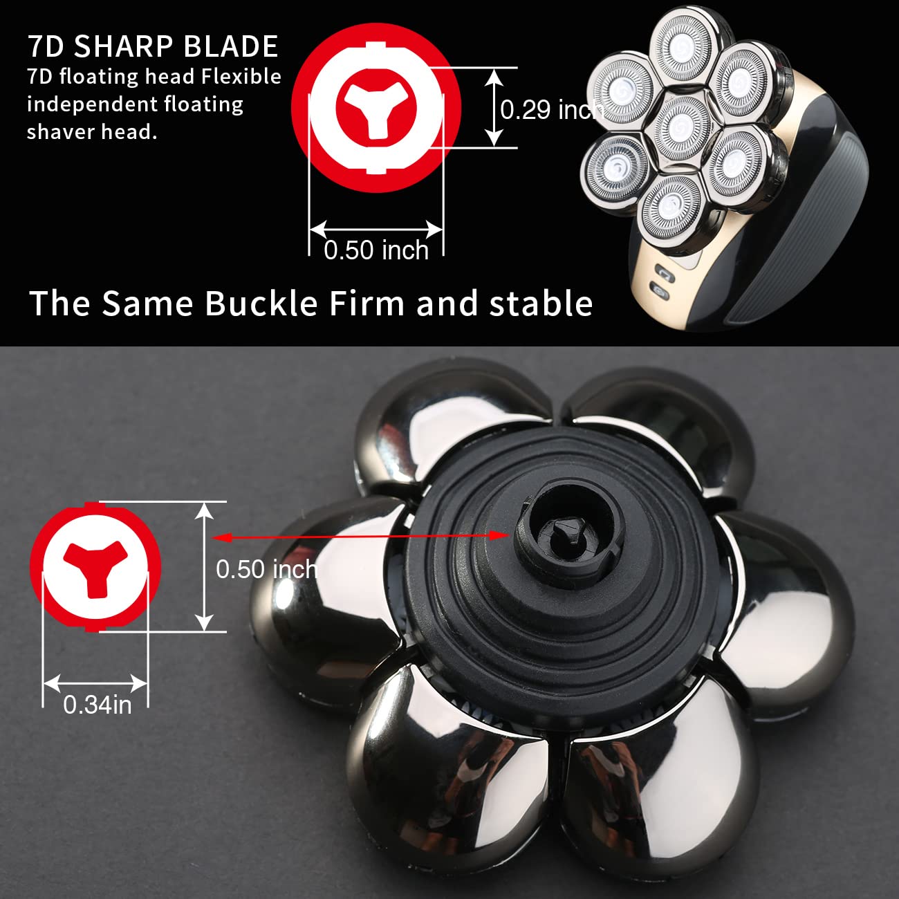 7 Blades Head Shaver Replacement Heads Electric Shaver Universal Replacement Blade Head Electric Razor for Men (7D Silvery) Beauty and Personal Care HONTEC