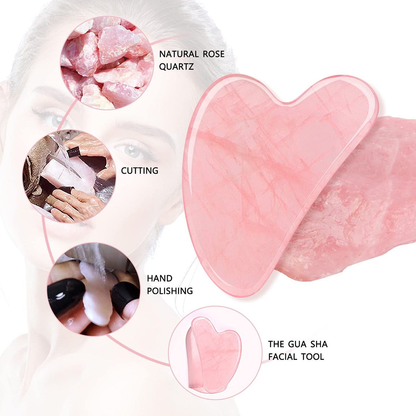 Ecoswer Gua Sha Facial Tool,Guasha Tool for Face,Facial and Body Massager,Natural Stones Rose Quartz,Scraping and SPA Acupuncture Therapy Beauty & Personal Care Ecoswer