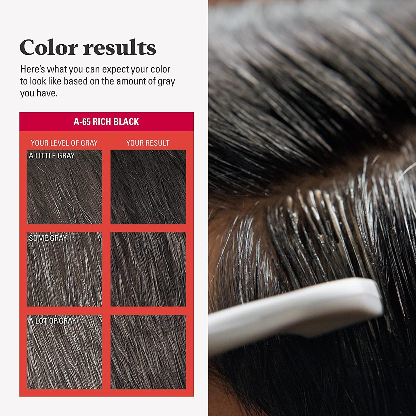 Just For Men Easy Comb-In Color Mens Hair Dye, Easy No Mix Application with Comb Applicator - Rich Black, A-65, Pack of 3 Beauty & Personal Care Just for Men